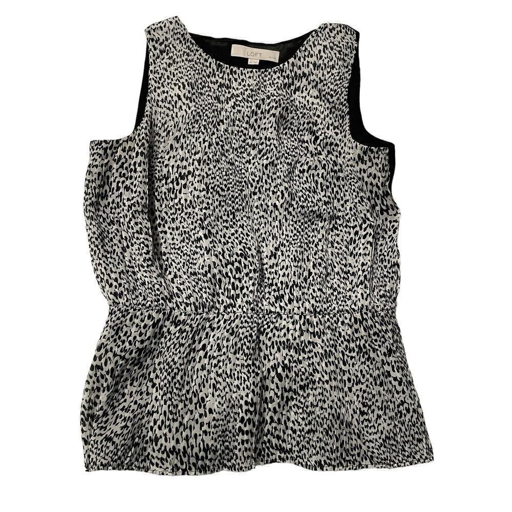 Ann Taylor LOFT Black/Beige Sleeveless Blouse Size SP